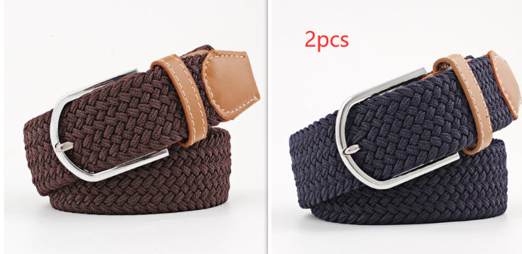 Women's Canvas Student Casual Stretch Braided Needle Buckle Belt - Youthful Confidence