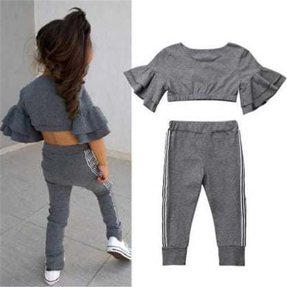 Autumn Kids Baby Girls T-Shirt Pants Outfits - 2P
