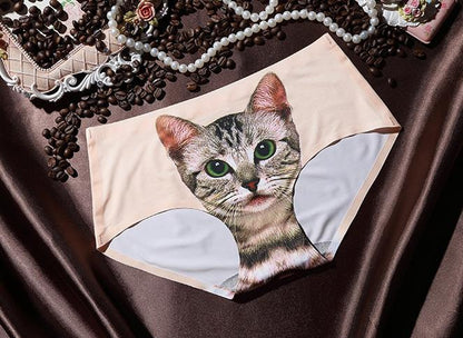 3D printing Women's Pussycat Panties Anti Emptied Cat Printing Underwear Women Panty Sexy Briefs Women Seamless Control Girls