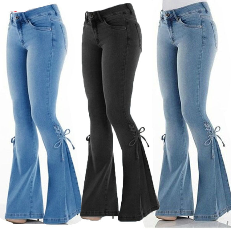 Jean femme pantalon en jean taille moyenne jean stretch