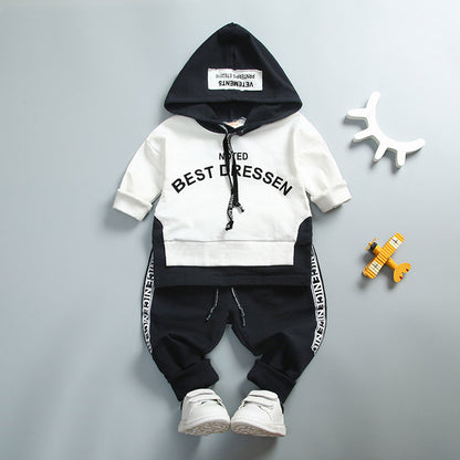 Boys' Suit Letter Print Hood