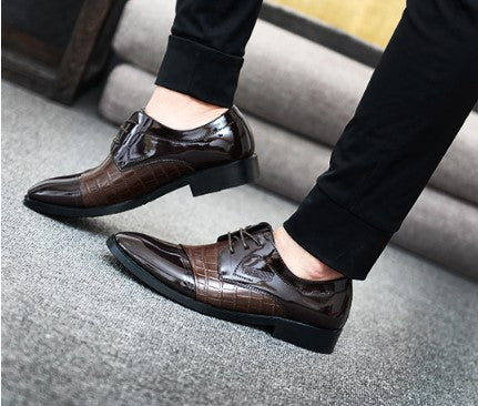 pattern autumn men's pointed business dress shoes leather men's shoes single shoes shoes men