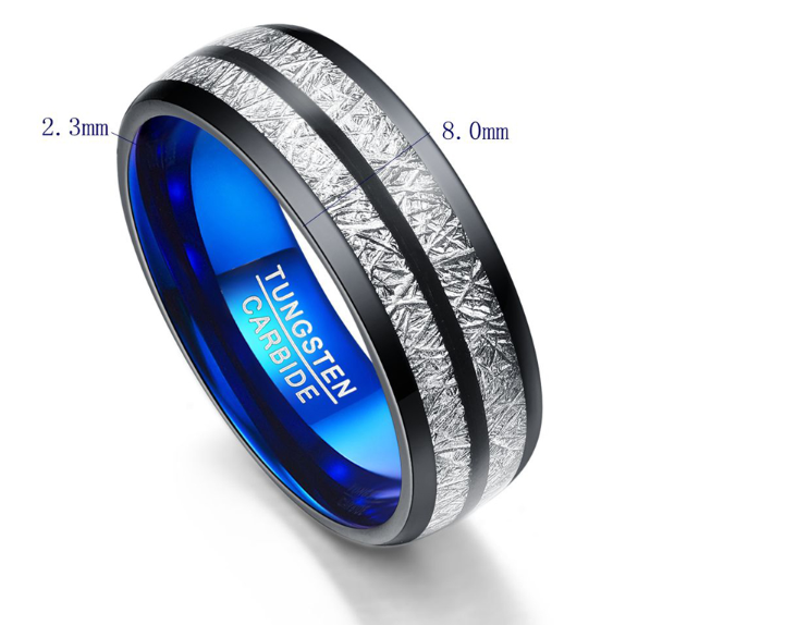 Wedding Band 8mm Width Men Women Rings Accessories Black Blue Tungsten Carbide Rings Couple Anillos Fashion Jewelry