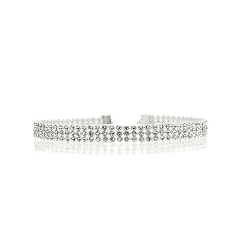 Mode Kvinnor Full Crystal strass tour de cou halsband Bröllop smycken tour de cou halsband pour kvinnor