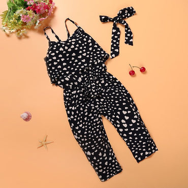 Mode été enfants filles vêtements ensembles coton sans manches à pois sangle filles combinaison vêtements ensembles tenues enfants costumes 