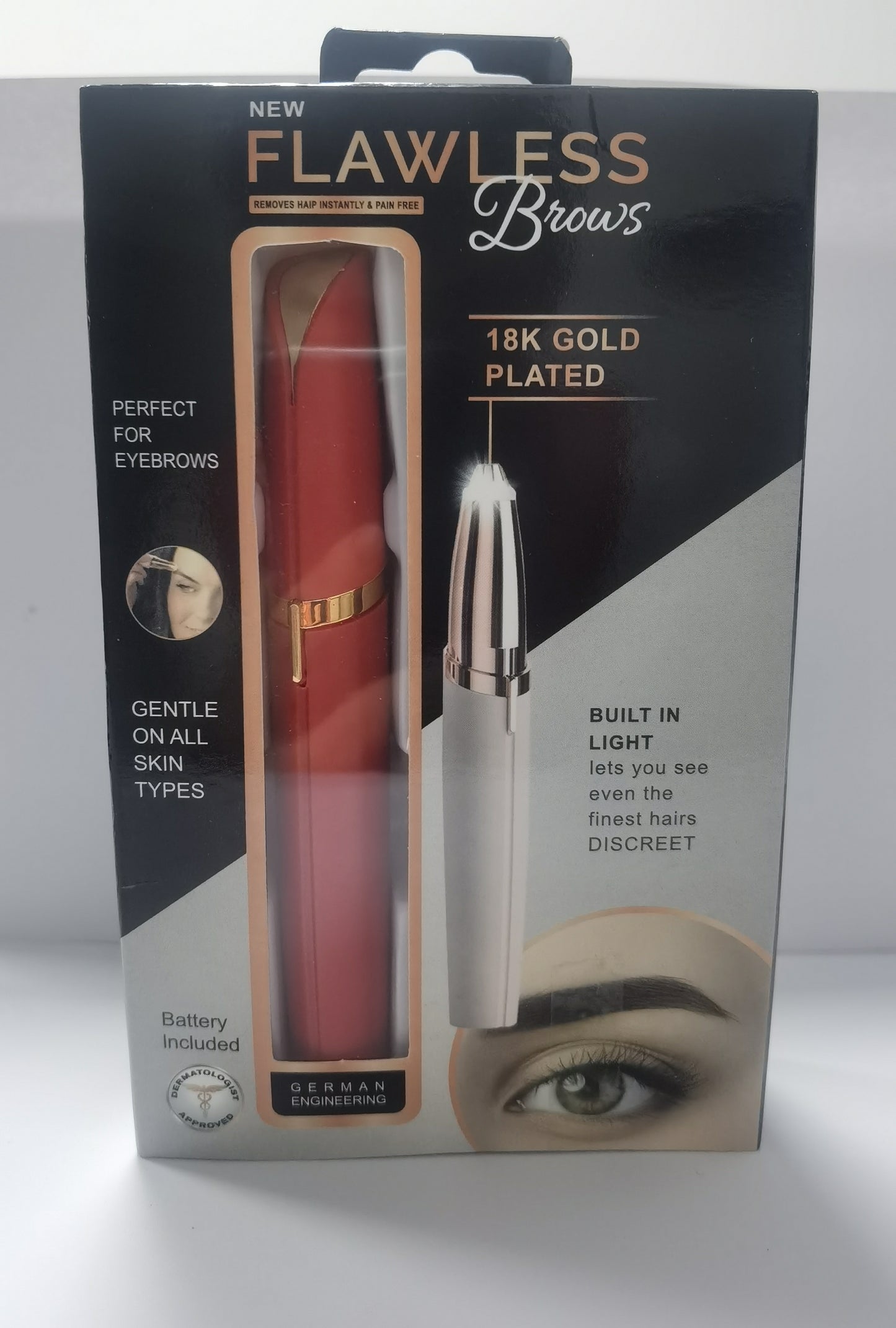 Mini rasoir de sourcils électrique, rouge à lèvres, stylo à sourcils, épilateur indolore avec lumière LED