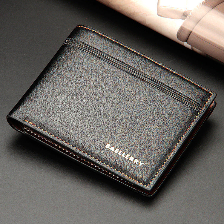 Men's wallet business casual short PU wallet cross