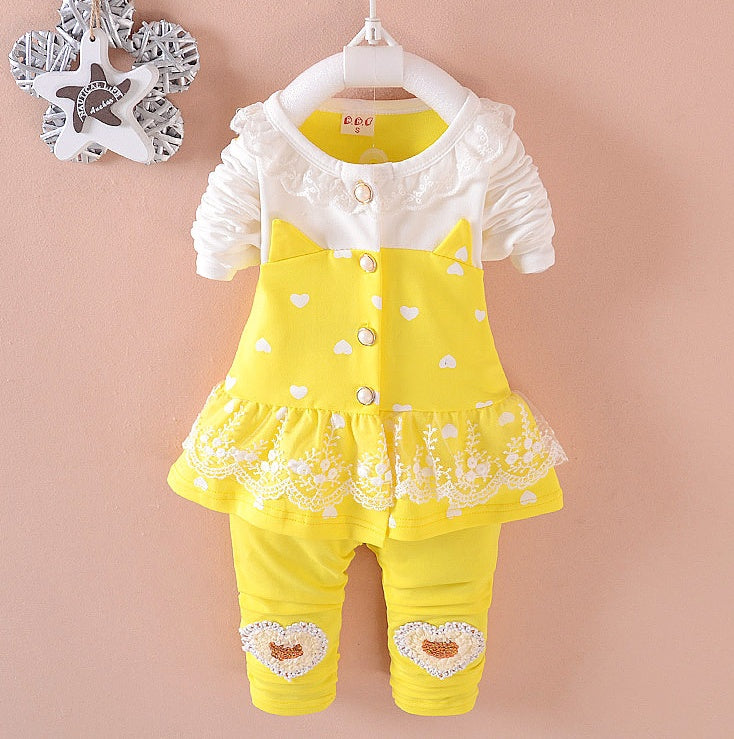 BibiCola Baby Flickor Kläder Kläder små Träningsdräkter Barn Toppar + Byxor 2st Träningsdräkter Barn Flickor Kläder Baby Flicka Kläder Set