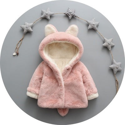 autumn and winter new children's wear plus velvet thickening children's jacket small rabbit hair Korean version of the sweater one generation