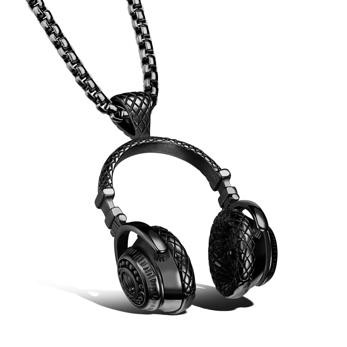 Collier pendentif en titane pour hommes, casque de musique à la mode, bouchons d'oreilles 