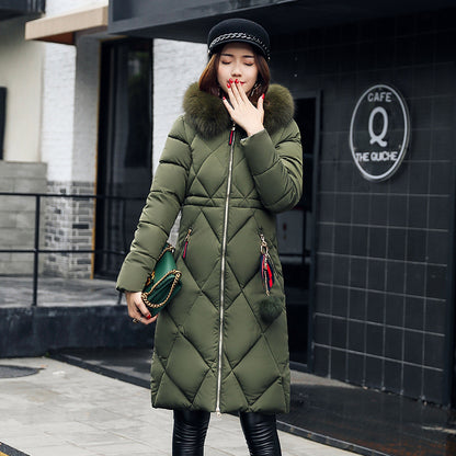 Long hooded padded down coat coat women