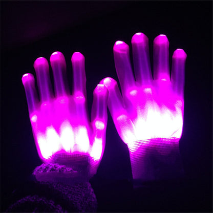 1Pair Chic LED Light Up Skeleton Hand Gloves Halloween Christmas Costume Decor