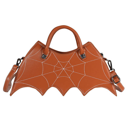 Halloween Spider Web Shape Axelväskor Personality Batgirl Tide Pu Handväskor Fashoin Messenger Crossbody Bag