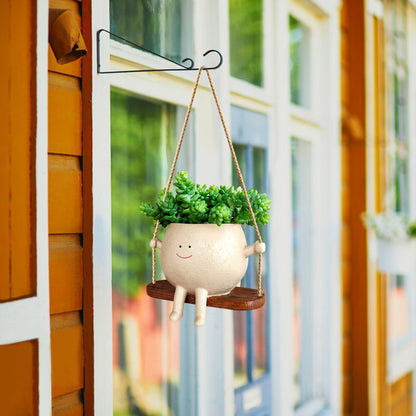 Plant Hanger Baskets Lovely Swing Face Planter Pot Succulent Flower Pots Balcony Wall Hanging Planter Decor Home Garden Supplies