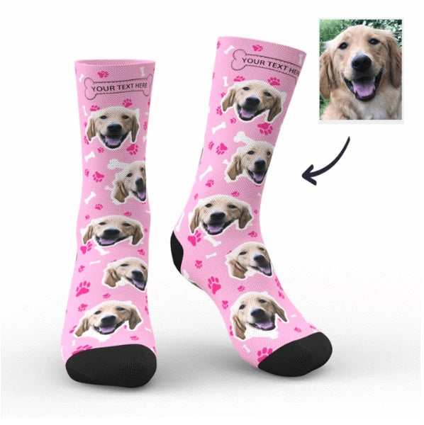 Personaliserad Custom Pet Head Print Socks för hundkat älskare