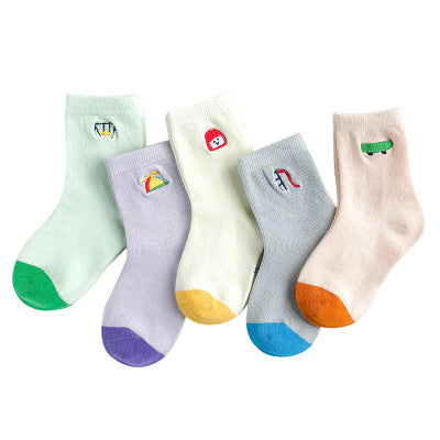 Embroidered striped baby socks cute animal baby cotton socks