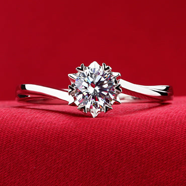 Classic twisted arm snowflake ring sterling silver plated platinum proposal marriage ring