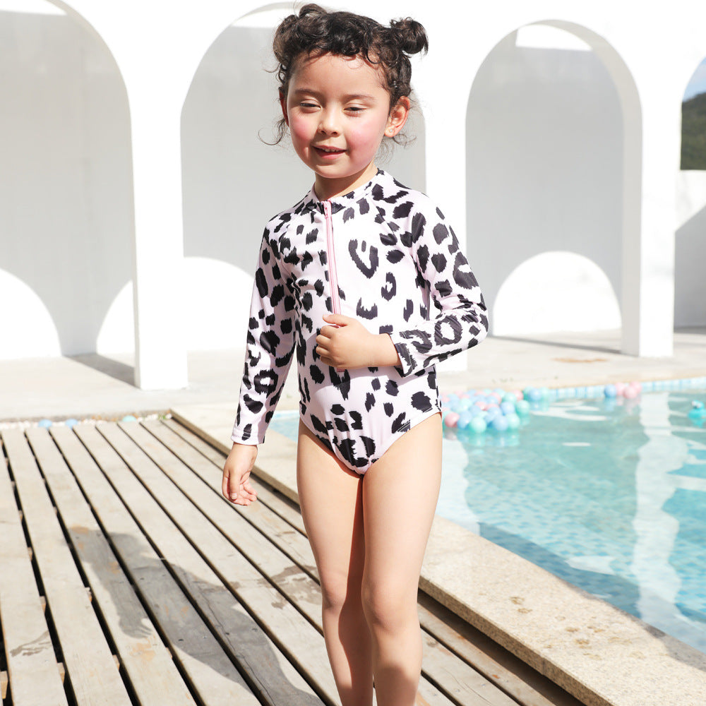 Europe And The United States Father And Daughter Parent-child Swimsuit Boys And Girls Swimsuit Leopard Print