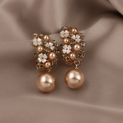 French Style Personalized Fashion Pearl Flower Earrings