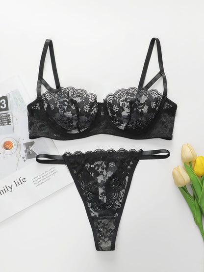 Sexy Lace, Breathable, Ultra-thin Women's Lingerie Lingerie Set