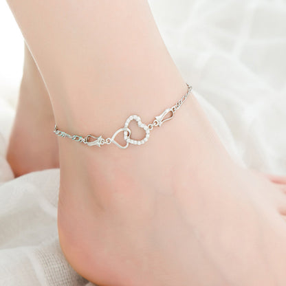 Bracelet de Cheville Femme Bohème Creux en Forme de Coeur