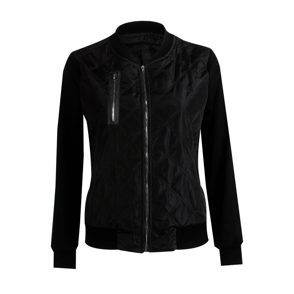 autumn and winter new solid color fashion zipped cotton jacket women jacket