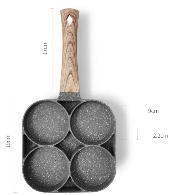 Omelettpanna med fyra hål, non-stickpanna