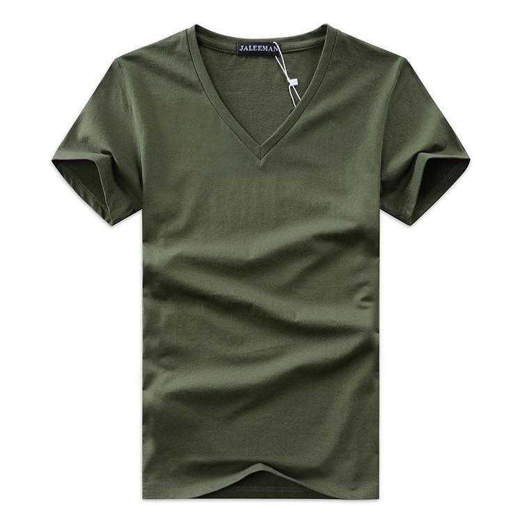 Men V Neck Cotton Short Sleeve T-Shirts