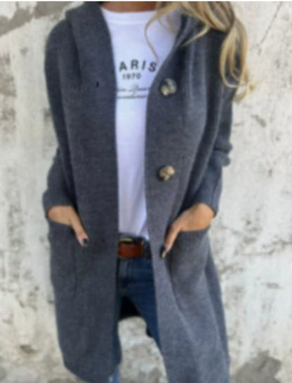 Mid-length Sweater Cardigan Women's Clothes Light Gray