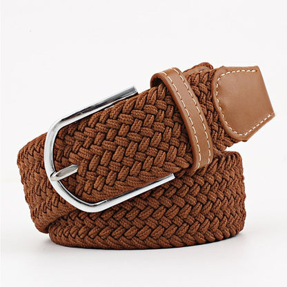 Women's Canvas Student Casual Stretch Braided Needle Buckle Belt - Youthful Confidence