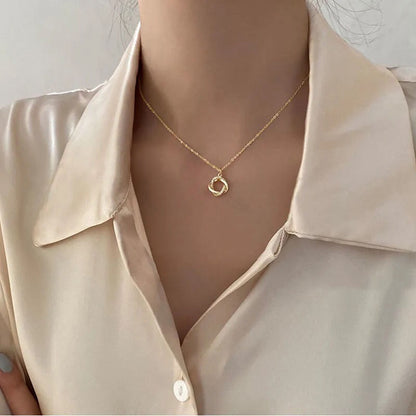 Collier avec anneau tressé simple japonais et coréen pour femmes