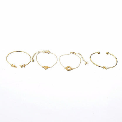 Tocona T Mode Bohemisk Lövknut Handmanschett Länkkedja Charm Armband För Kvinnor Guldarmband Femme Smycken 6115