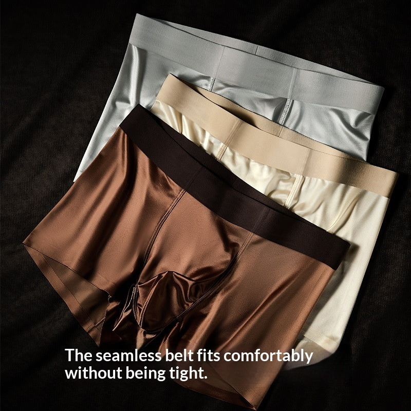 Light-luxury Satin Ice Silk Antibacterial Mens Boxer Briefs