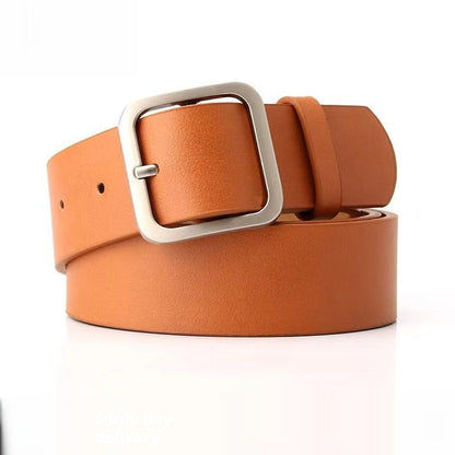 35cm Wide Retro Alloy Square Buckle Belt - Maximum Impact