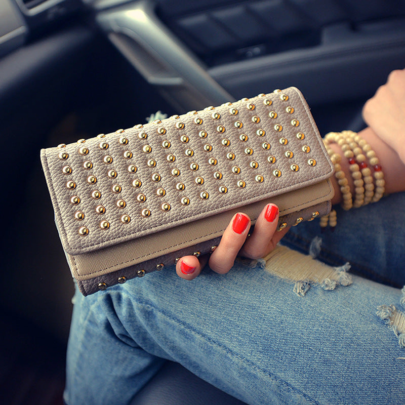 Women's Rivet Three-fold Wallet