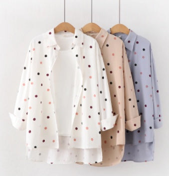 Women Polka Dot Print Blouse Shirts