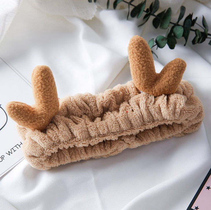 Korean version of cute selling antlers wash face with Japanese soft plush Christmas moose headband hair band hair accessories