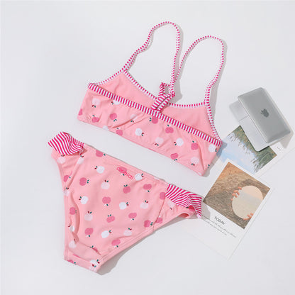 Maillot de bain fendu simple et mignon pour filles, à la mode