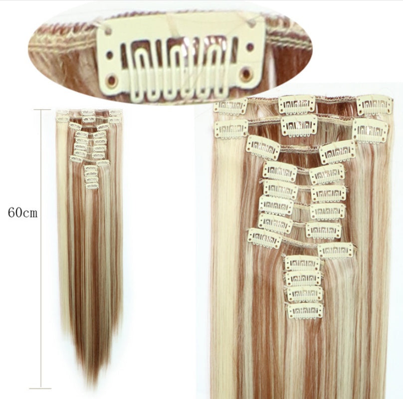 Straight hair wig piece clip hairless hair extension piece