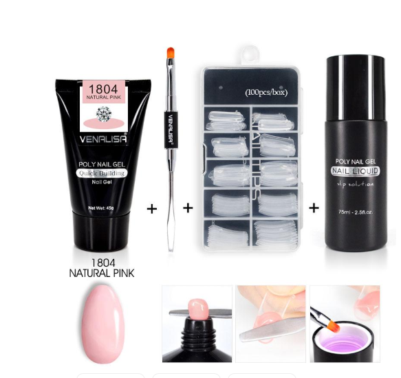 Venalisa Poly Gel à ongles Kit ongles Fesign constructeur Gel à ongles acrylique Transparent cristal Coumuflage ensemble ongles étendre gelée Gel vernis