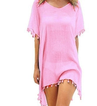 Robe ample en mousseline de soie pour femmes, tunique de plage d'été, chemise de couverture