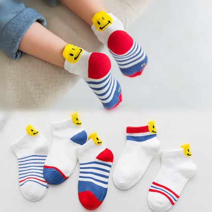 Mesh Children's Socks Cartoon Embroidered Children's Boat Socks Emoticons