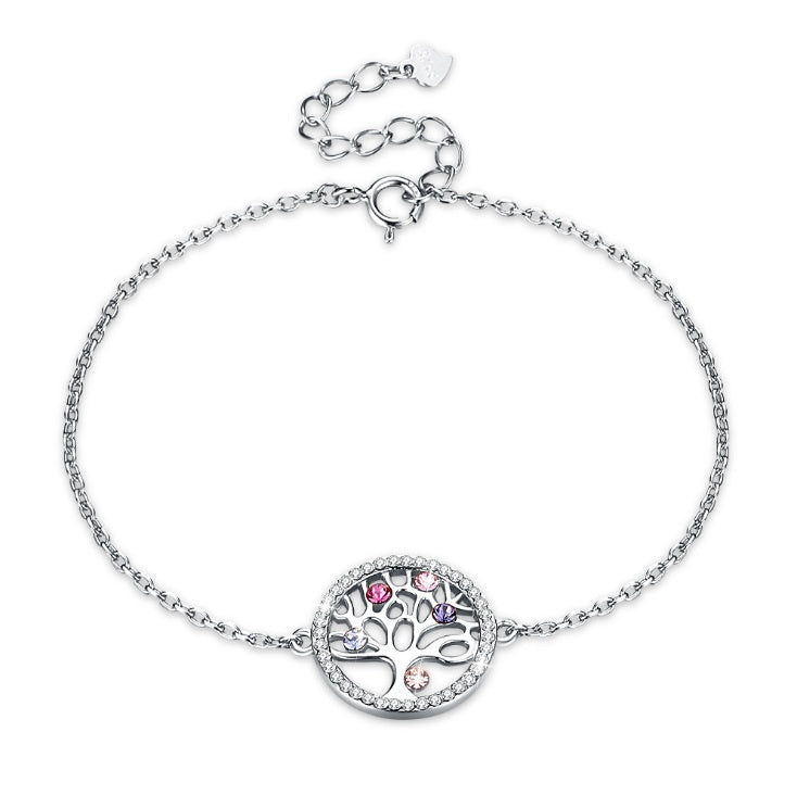 925 Sterling Silver Kristall Livsträd Armband För Kvinnor Festgåva Om Långt Armband Modesmycken SVH241