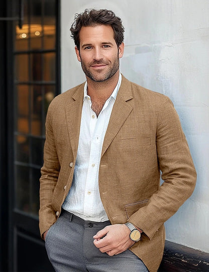 Men's Jacket Casual Cotton And Linen Suit