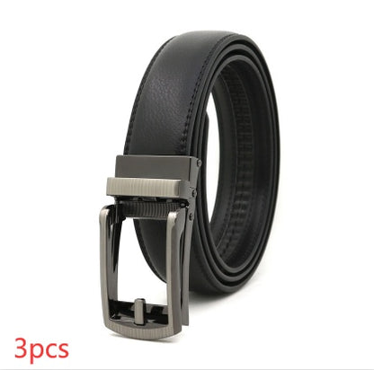 Men's Fake Needle Automatic Buckle Cowhide Belt - Detailed Sophistication
