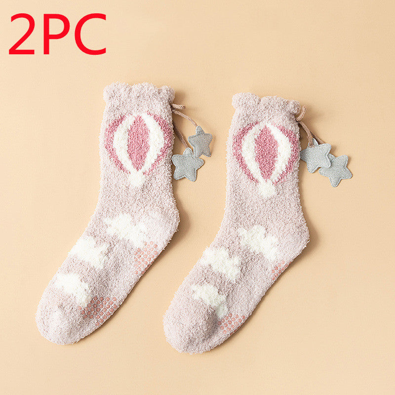 Winter Thick Women's Socks Japanese Sweet Girl Socks Coral Fleece Socks