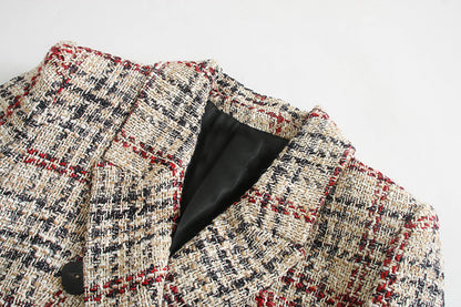 Plaid texture blazer women's clothing