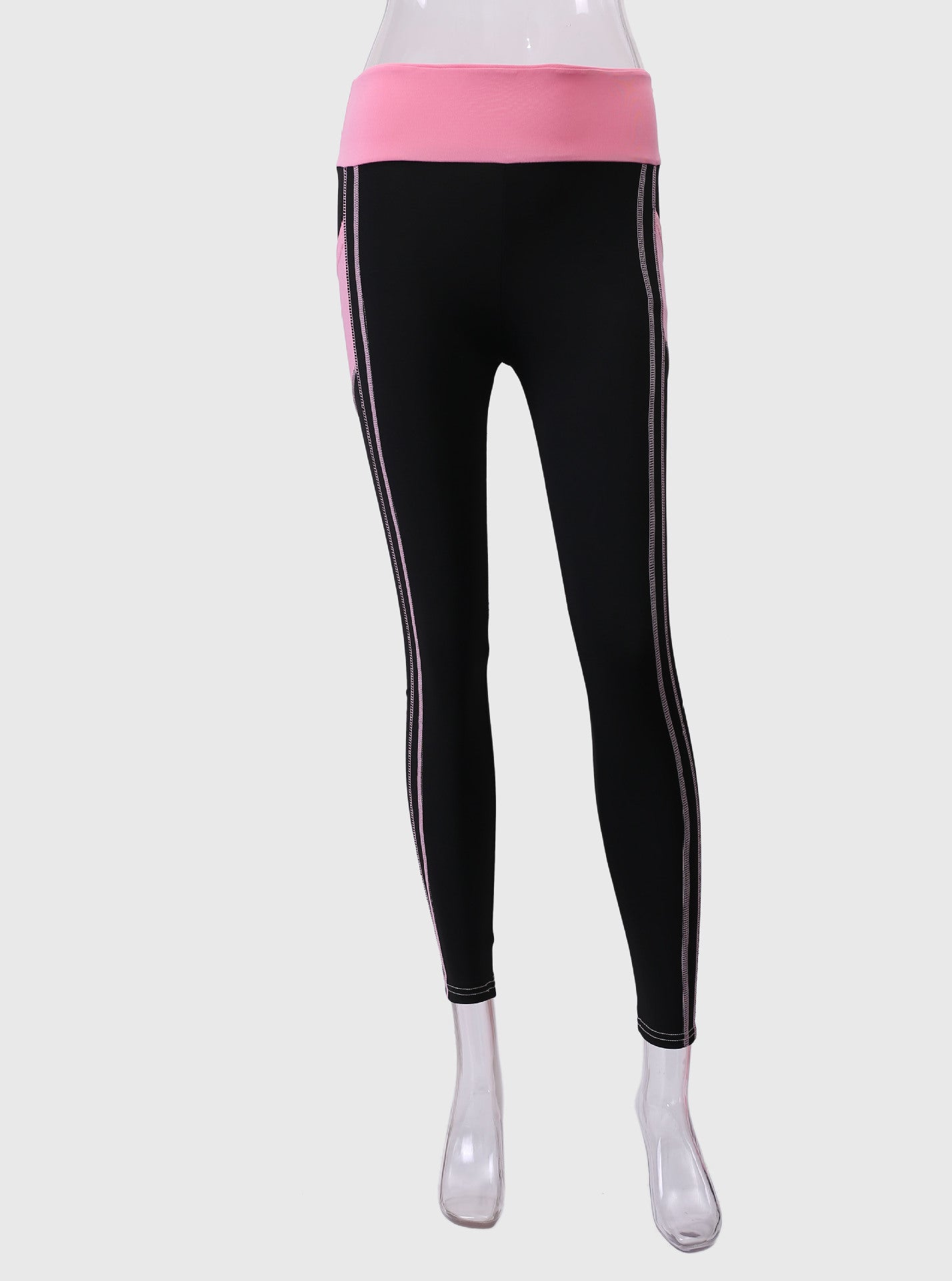 Snabbtorkande Gothic Color Block Leggings Mode Ankellånga Fitness Leggings med ficka