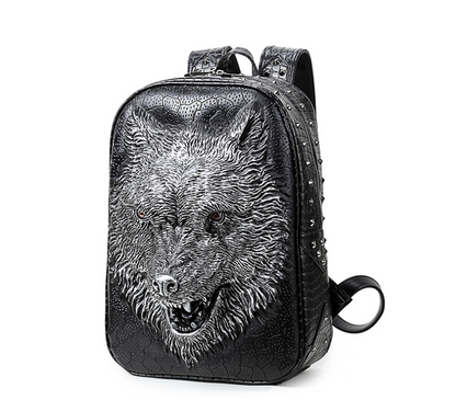 Sac à dos étudiant tête de loup 3D, édition coréenne, sacs à bandoulière pour hommes et femmes