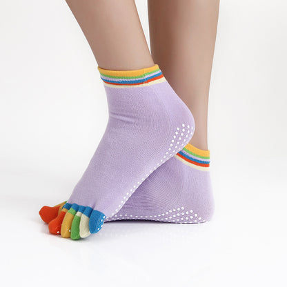 Slip Yoga Socks 5 Toes Socks Letter Print Massage Exercise Short Tube High-quality Cotton Socks